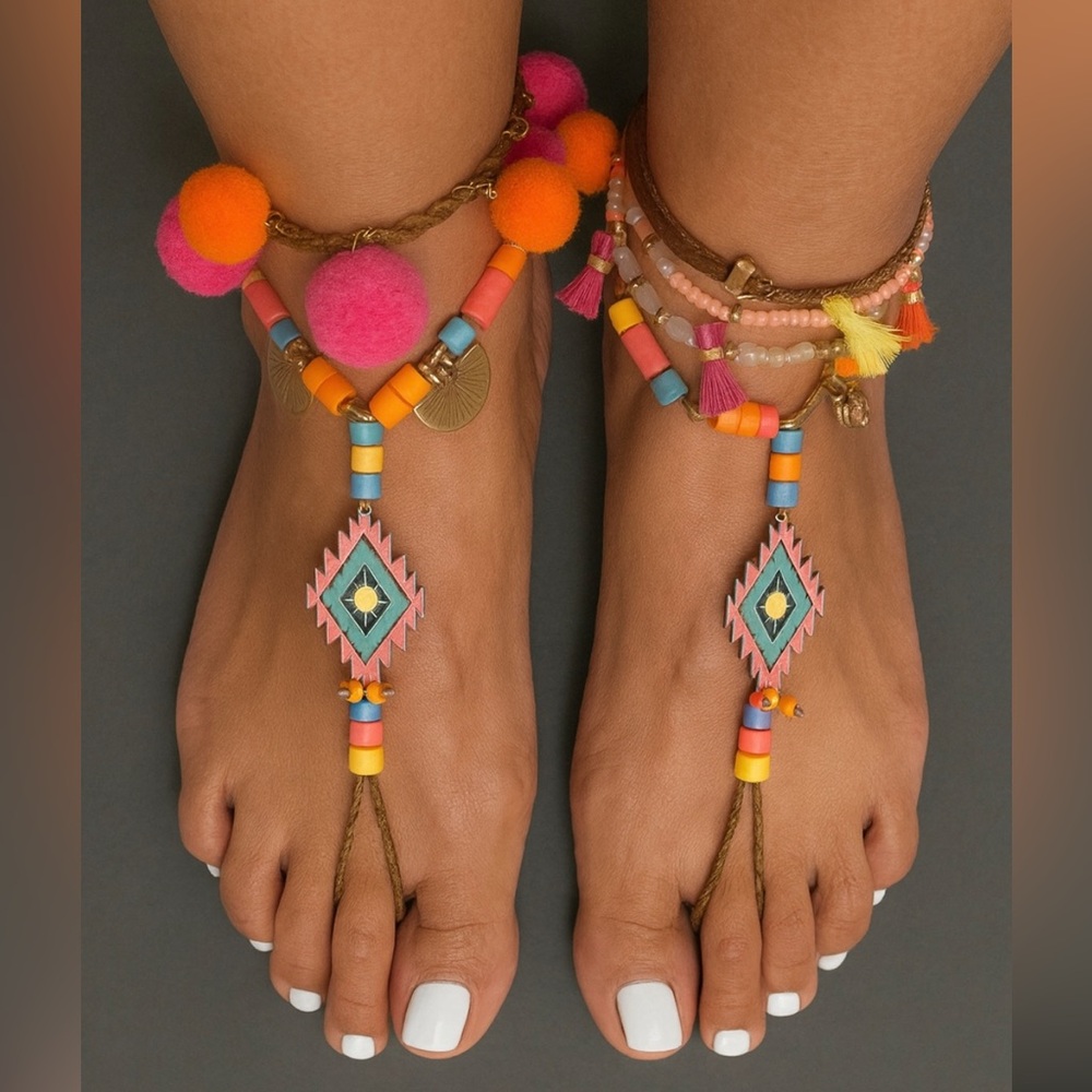 Colorful Beaded Barefoot Sandals